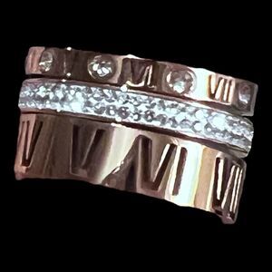 Rose Gold-tone Roman Numeral Crystal Ring Timeless Elegance & Symbolism Stainles